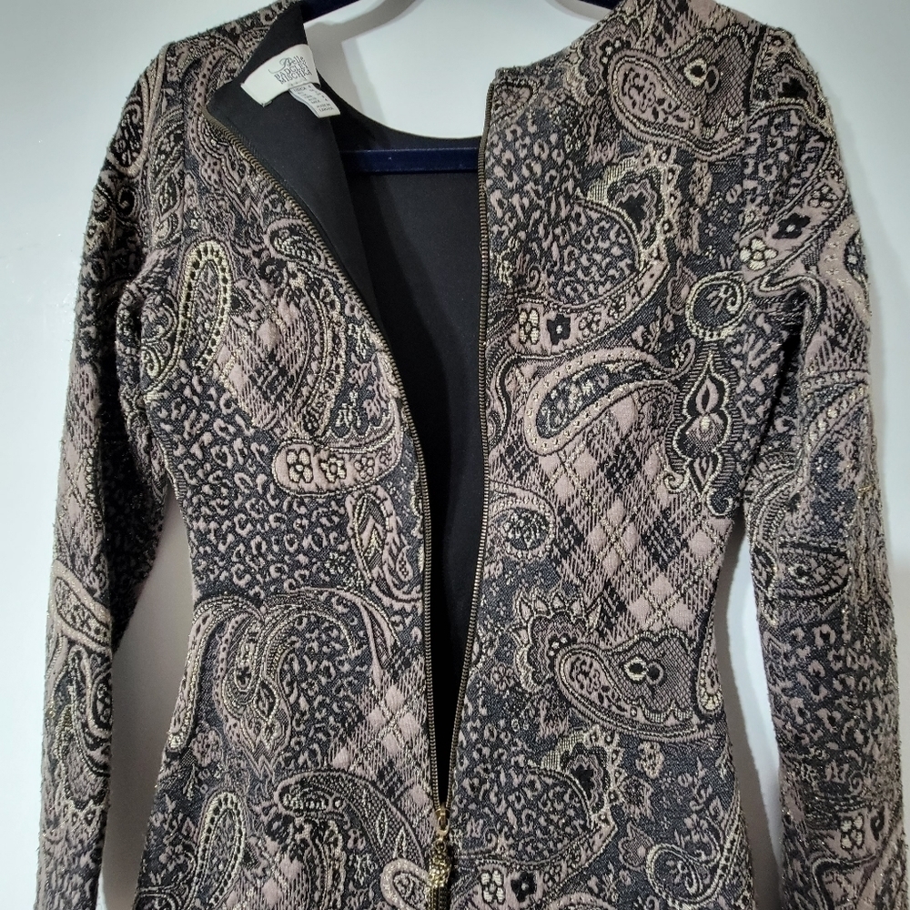 Belle Badgley Mischka Brown and Black with Gold Threading Dress Size 4 - Picture 4 of 10